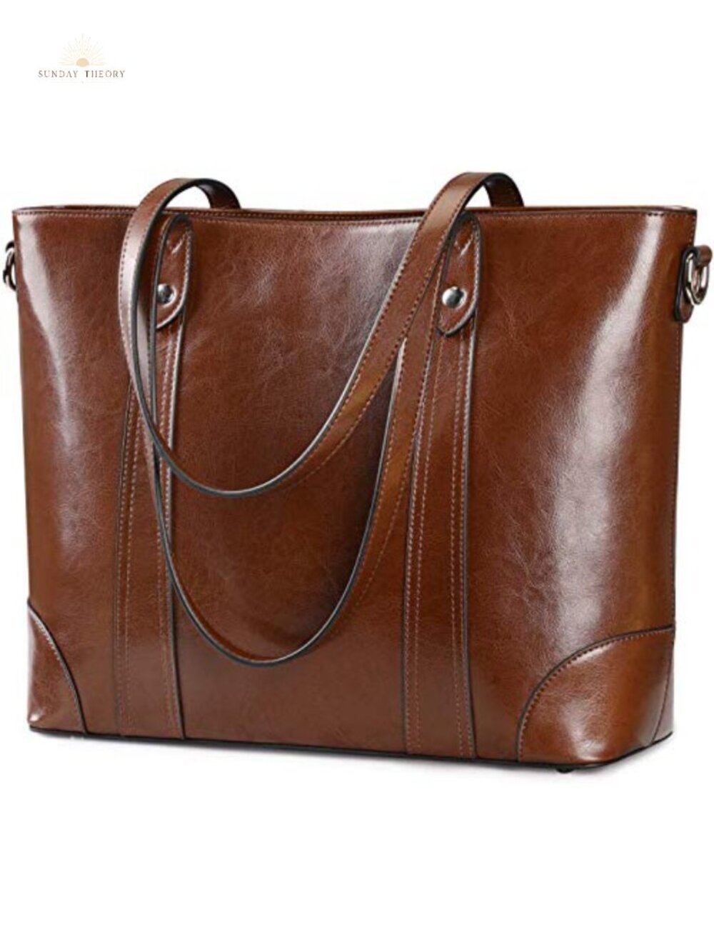 Genuine Leather Laptop Tote Bag Large Work Shoulder Handbag Zipper